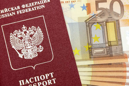 Passport of the Russian Federation and money. Horizontal photo.のeditorial素材