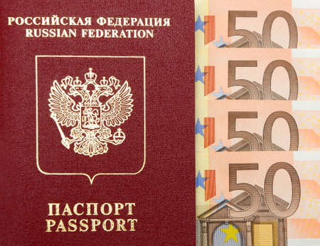 Passport of the Russian Federation and money. Horizontal photo.のeditorial素材