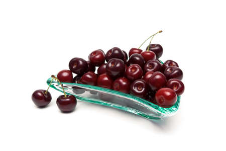 ripe cherry on a white background. horizontal photo.の写真素材