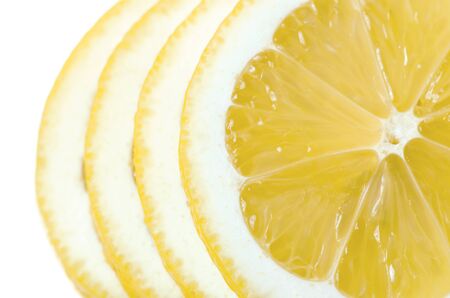 Lemon ring sliced macro on white backgroundの写真素材