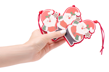 Christmas decoration christmas tree toy santa new year on white background isolationの写真素材