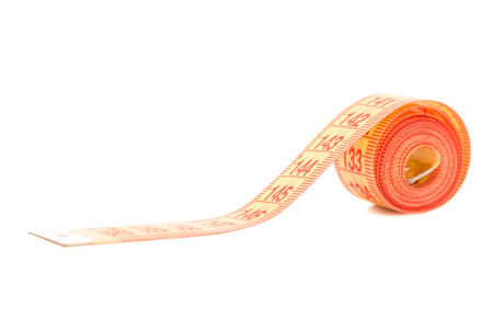 A measuring tape on a white background isolationの写真素材