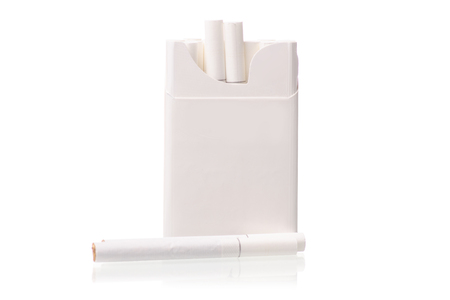 A pack of cigarettes on white background isolationの写真素材