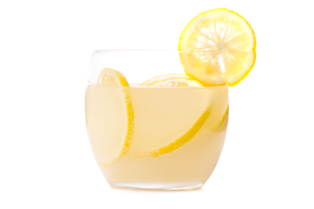 Glass of lemonade lemon on white background isolationの写真素材