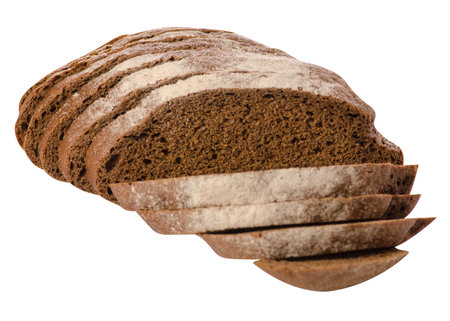 Black bread rye on a white background isolation