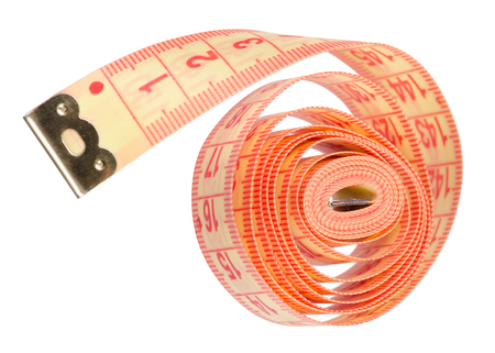 Measuring centimeter on a white background isolationの写真素材