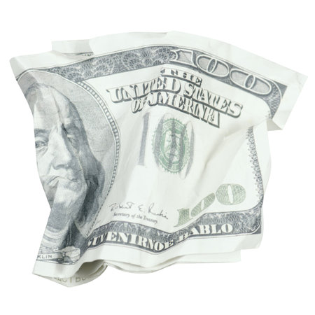 The money dollars on a white background isolation
