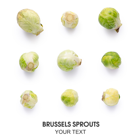 Seamless pattern with brussels sprouts on white background isolationの写真素材