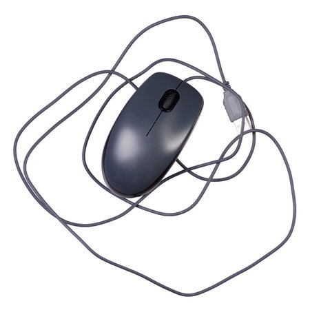 Gray computer mouse on white background isolation