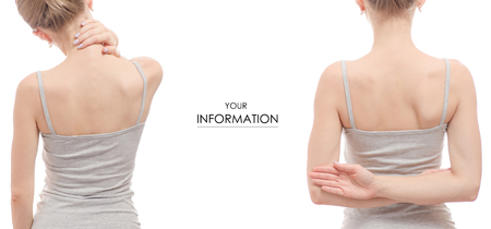 Woman's neck back health beauty health set pattern on white background isolationの写真素材