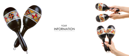 Maracas in hand pattern on white background isolationの写真素材