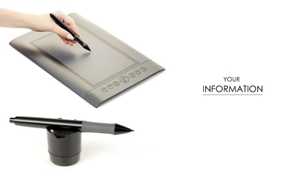 Graphic tablet pattern hand pattern on white background isolationの写真素材