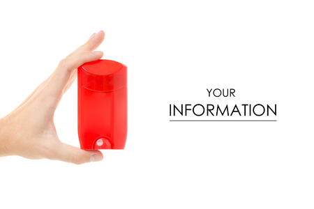 Male dry deodorant in hand pattern on white background isolationの写真素材