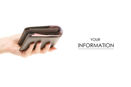 Wallet in hand pattern on white background isolation