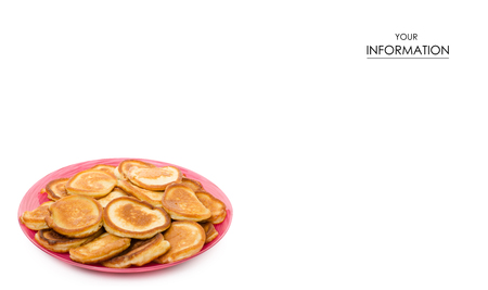 Pancakes on a plate pattern on white background isolationの写真素材