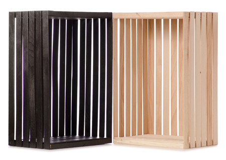 Two wooden boxes isolated on a white backgroundの写真素材