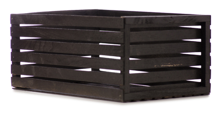 A black decorative wooden box isolated on white backgroundの写真素材