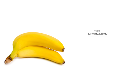 Two bananas pattern on white background isolationの写真素材
