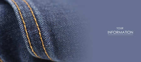 Blue jeans fabric macro seam pattern blurred backgroundの写真素材