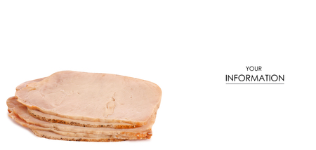 Sliced beef meat baked pattern on white background isolationの写真素材