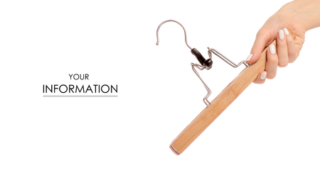 Hanger for pants in hand pattern on a white background isolationの写真素材