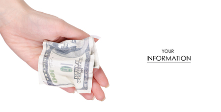 Money dollar in hand pattern on white background isolationの写真素材