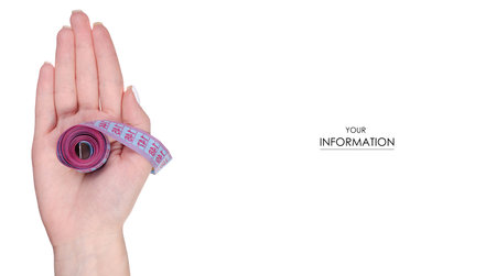 Measuring centimeter in hand pattern on a white background isolation