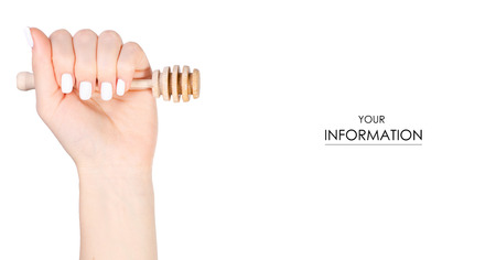 Spoon for honey in hand pattern on a white background isolationの写真素材