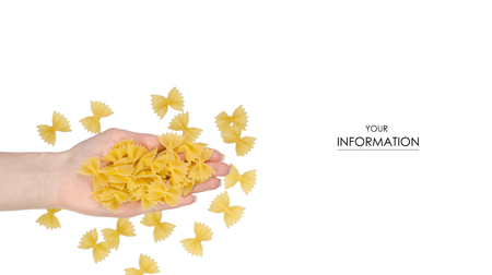 Macaroni bows in a hand pattern on a white background isolationの写真素材