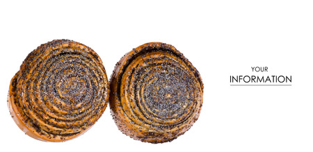 Two buns with poppy pattern on a white background isolationの写真素材
