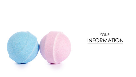 Blue pink bomb for bath pattern on white background isolationの写真素材