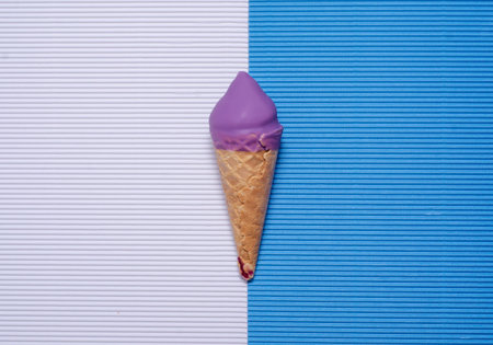 Ice cream sweet dessert on white blue background