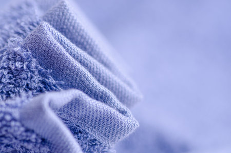 Blue towel macro fabric material soft bath blur background