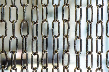 chain steel background macro photo and blurred background