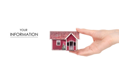 Small house in hand pattern on white background isolationの写真素材