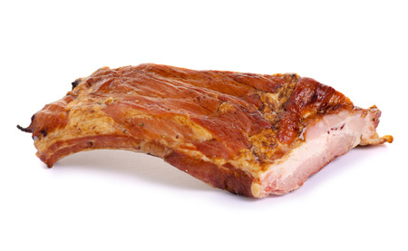 Pork smoked ribs on a white background isolationの写真素材