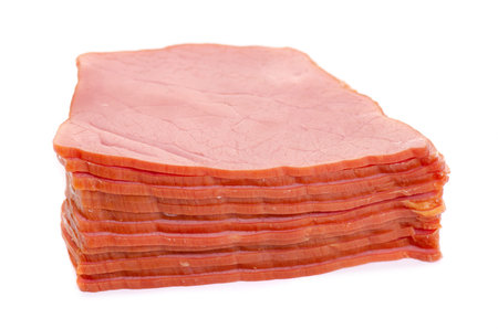 Slices of meat beef on a white background isolation