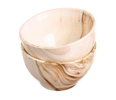 Two bowls kitchen on white background isolationの写真素材