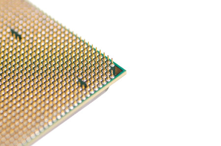 Computer processor electronic macro on a white background