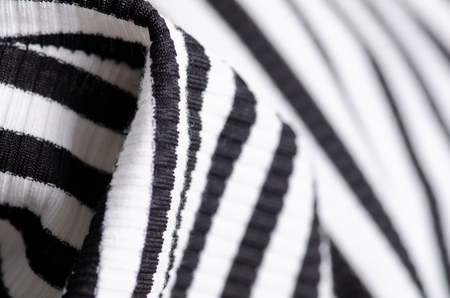 Fabric clothing black and white strip on blur backgroundの写真素材