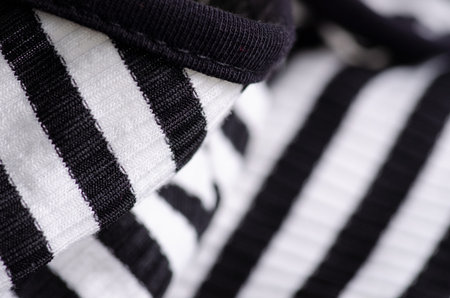 Fabric clothing black and white strip on blur background