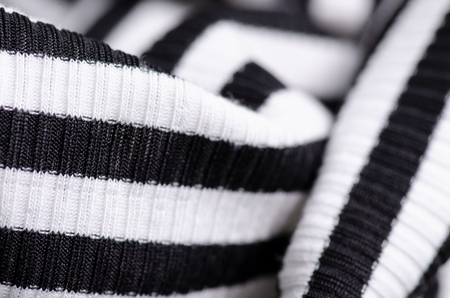 Fabric clothing black and white strip on blur backgroundの写真素材