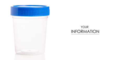 Container for urine pattern on white background isolation