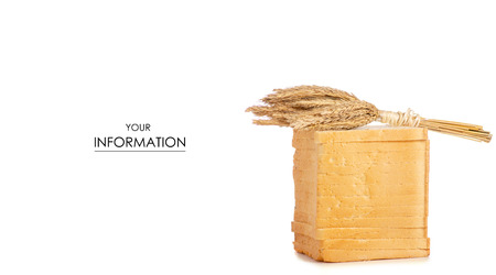 Toast bread ears of wheat pattern on a white background isolationの写真素材