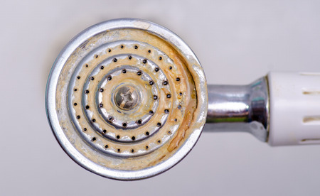 Dirty shower water shower wash metal cleanの写真素材