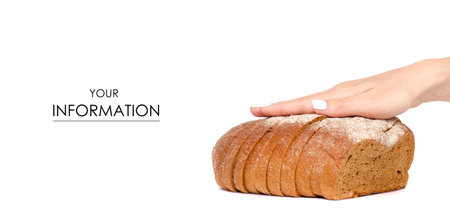 Bread sliced brown in hand pattern on white background isolation