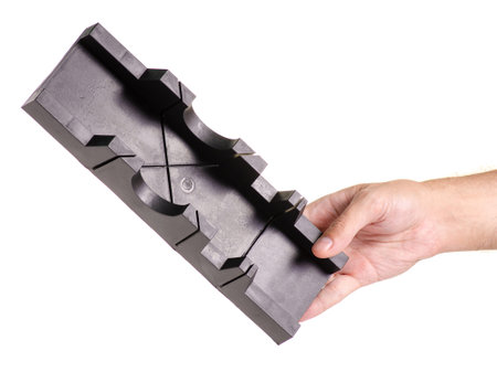 Plastic black miterbox on white background isolation
