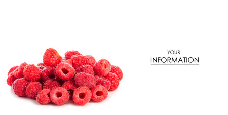 Raspberries nature pattern on a white background isolation