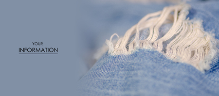 Jeans fashion ragged thread texture fabric macro pattern blur backgroundの写真素材