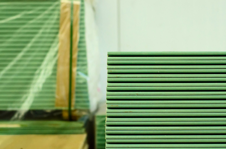 Drywall sheets green tutu warehouse in storeの写真素材